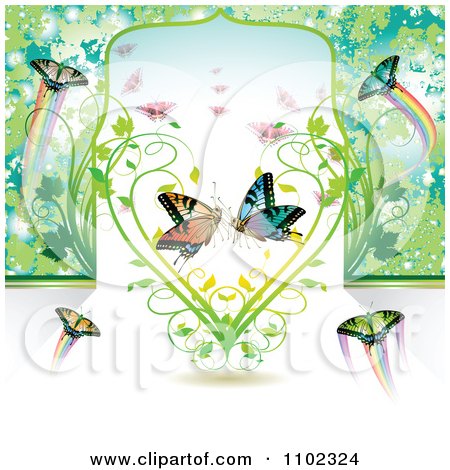 Clipart Butterflies And A Vine Heart - Royalty Free Vector Illustration by merlinul