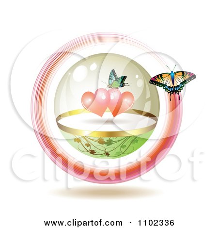 Clipart Butterfly Circling Another In A Sphere With Hearts - Royalty Free Vector Illustration by merlinul