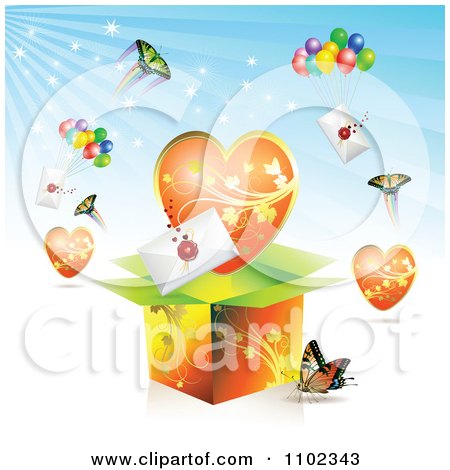 Clipart Butterfly Heart Love Letter Backround 2 - Royalty Free Vector Illustration by merlinul