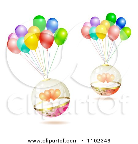 Clipart Valentines Day Hearts In Spheres With Colorful Balloons - Royalty Free Vector Illustration by merlinul