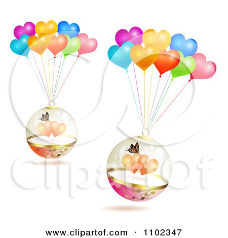 Clipart Butterfly Valentines Day Hearts And Balloons - Royalty Free Vector Illustration by merlinul