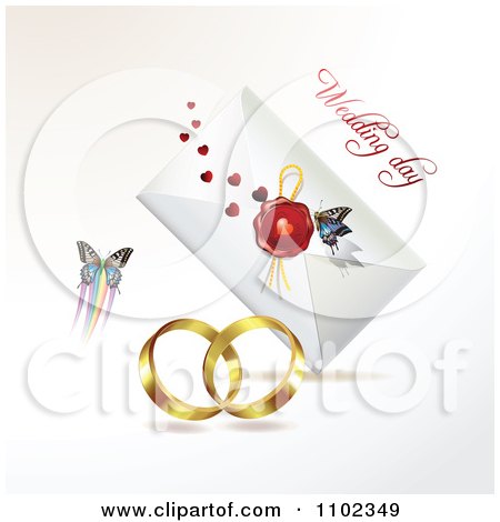 Clipart Wedding Bands Butterfly And Wedding Day Letter 1 - Royalty Free Vector Illustration by merlinul