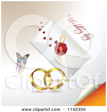 Clipart Wedding Bands Butterfly And Wedding Day Letter 2 - Royalty Free Vector Illustration by merlinul