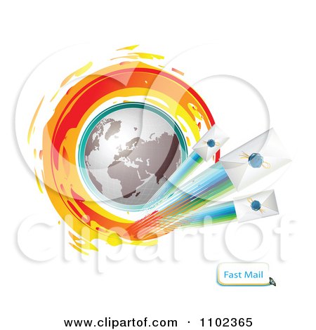 Clipart Globe Circled With Fast Sealed Envelopes - Royalty Free Vector Illustration by merlinul