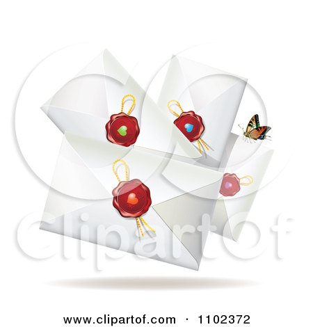 Clipart Butterfly With Wax Sealed Envelopes - Royalty Free Vector Illustration by merlinul