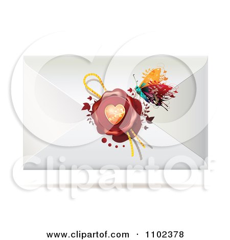 Clipart Letter Envelope With A Butterfly Wax Seal - Royalty Free Vector Illustration by merlinul