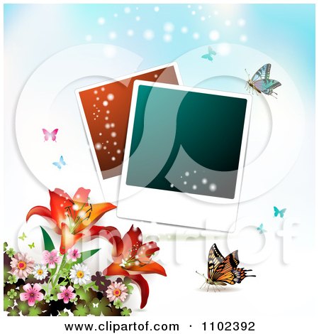 Clipart Instant Photo And Butterfly Background 1 - Royalty Free Vector Illustration by merlinul