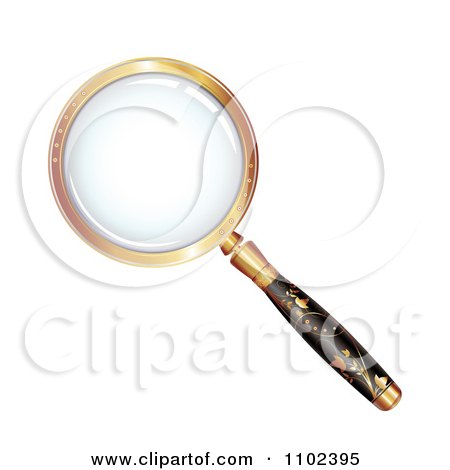 Clipart 3d Black Floral Handled Magnifying Glass - Royalty Free Vector Illustration by merlinul