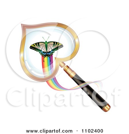 Clipart Heart Magnifying Glass Over A Butterfly - Royalty Free Vector Illustration by merlinul