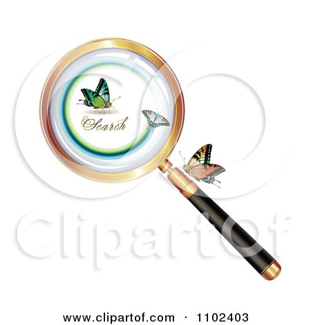 Clipart Magnifying Glass And Butterflies 2 - Royalty Free Vector Illustration by merlinul