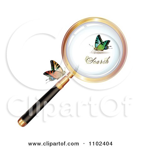Clipart Magnifying Glass And Butterflies 3 - Royalty Free Vector Illustration by merlinul