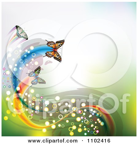 Clipart Butterflies With Magical Trails And Copyspace - Royalty Free Vector Illustration by merlinul