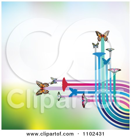 Clipart  Butterfly Trail Background 3 - Royalty Free Vector Illustration by merlinul