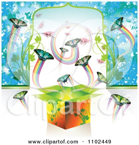 Clipart Butterfly Gift Box Background 5 - Royalty Free Vector Illustration by merlinul