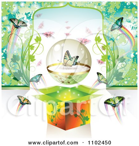 Clipart Butterfly Gift Box Background 6 - Royalty Free Vector Illustration by merlinul