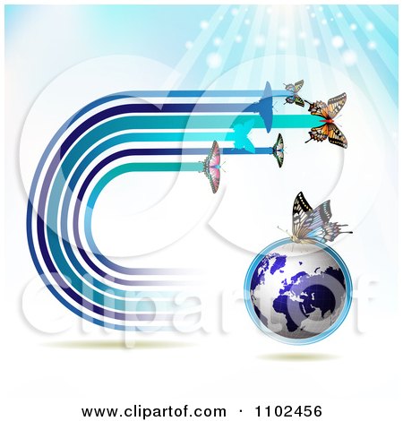 Clipart  Butterfly Trail And Globe Background 2 - Royalty Free Vector Illustration by merlinul