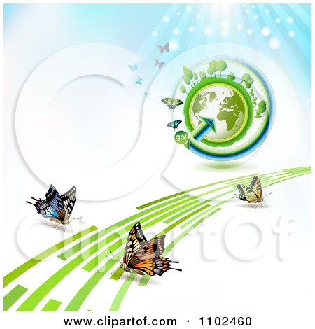 Clipart  Butterfly Trail And Globe Background 7 - Royalty Free Vector Illustration by merlinul