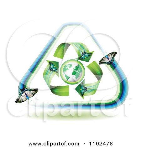 Clipart Butterfly Arrows Around A Globe 5 - Royalty Free Vector Illustration by merlinul