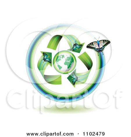 Clipart Butterfly Arrows Around A Globe 4 - Royalty Free Vector Illustration by merlinul