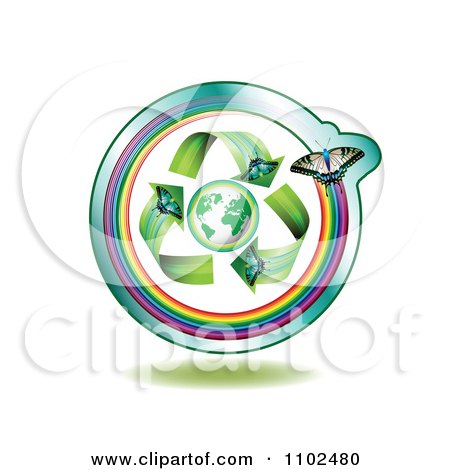 Clipart Butterfly Arrows Around A Globe 3 - Royalty Free Vector Illustration by merlinul