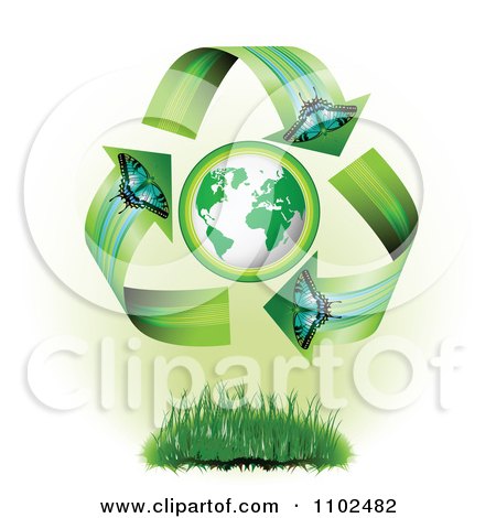 Clipart Butterfly Arrows Around A Globe 1 - Royalty Free Vector Illustration by merlinul
