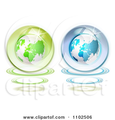 Clipart Green And Blue Shiny Globes On White - Royalty Free Vector Illustration by merlinul