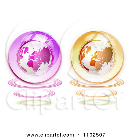 Clipart Pink And Orange Shiny Globes On White - Royalty Free Vector Illustration by merlinul