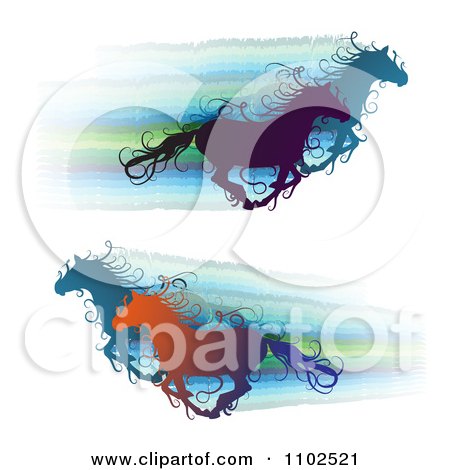 Clipart Running Wild Horses With Steaks - Royalty Free Vector Illustration by merlinul