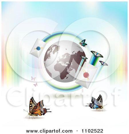 Clipart Butterfly Globe And Mail Background 2 - Royalty Free Vector Illustration by merlinul