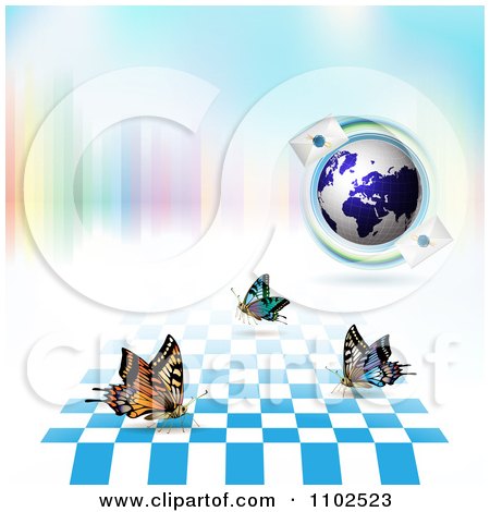Clipart Butterfly Checker And Letter Globe Background - Royalty Free Vector Illustration by merlinul