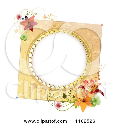 Clipart Round Frame With Lilies - Royalty Free Vector Illustration by merlinul