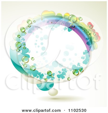Clipart Oval Rainbow And Dewy Shamrock Frame - Royalty Free Vector Illustration by merlinul