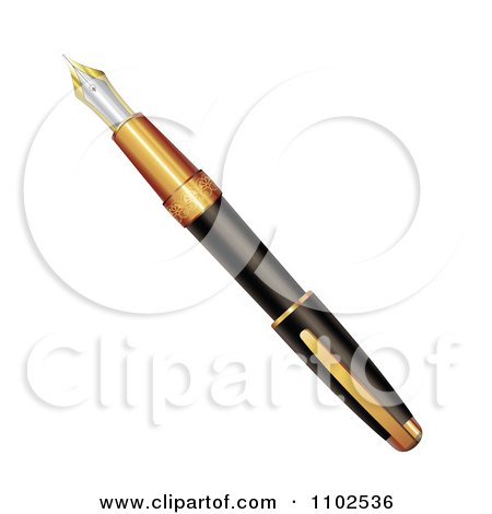 Clipart 3d Black And Gold Fountain Pen - Royalty Free Vector Illustration by merlinul