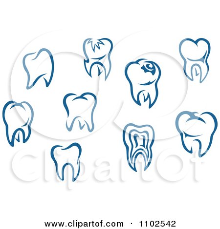 Clipart Blue Human Teeth - Royalty Free Vector Illustration by Vector Tradition SM