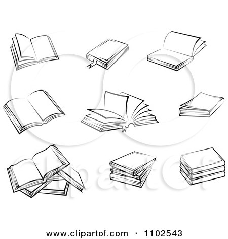 Clipart Black And White Text Books - Royalty Free Vector Illustration by Vector Tradition SM
