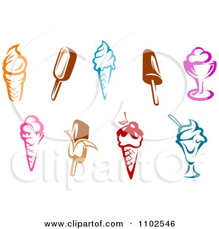 Clipart Frozen Yogurt And Ice Cream Cones Popsicles And Sundaes - Royalty Free Vector Illustration by Vector Tradition SM