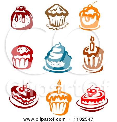 Clipart Colorful Muffins Cakes And Desserts - Royalty Free Vector Illustration by Vector Tradition SM