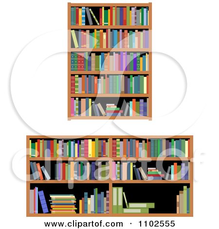 Clipart Library Shelves And Books - Royalty Free Vector Illustration by Vector Tradition SM