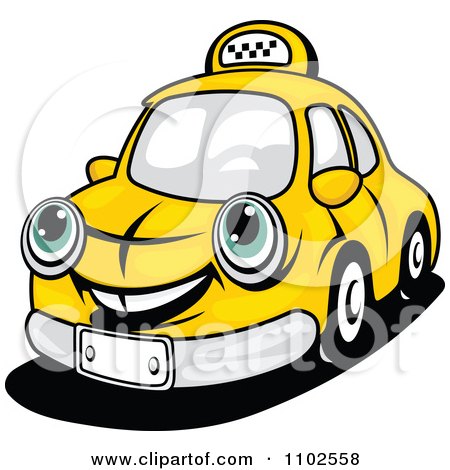 Clipart Happy Yellow Taxi Cab - Royalty Free Vector Illustration by Vector Tradition SM