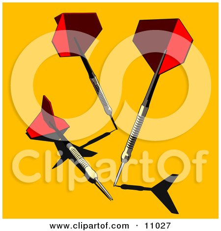 Three Darts on a Yellow Background Clipart Illustration by Leo Blanchette