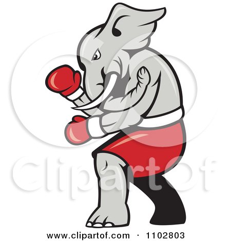 Clipart Republican Elephant Boxer - Royalty Free Vector Illustration by patrimonio
