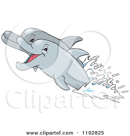 Clipart Pair Of Happy Dolphins Jumping In Water - Royalty Free Vector Illustration by Dennis Holmes Designs