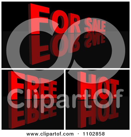 Clipart Red 3d For Sale Free And Hot Words With Reflections On Black - Royalty Free Vector Illustration by dero