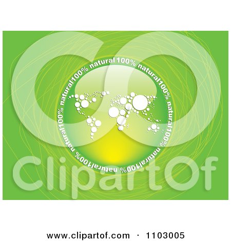 Clipart Reflective Round Dot World Map Natural Circle Over Green With Scribbles - Royalty Free Vector Illustration by Andrei Marincas