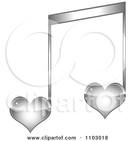 Clipart Two Silver Heart Love Music Notes - Royalty Free Vector Illustration by Andrei Marincas