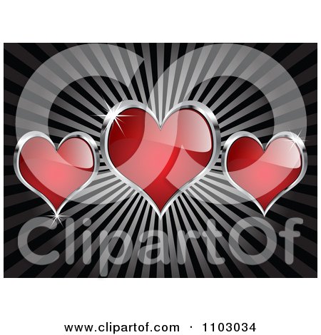 Clipart Shiny Red And Silver Love Or Poker Hearts On Rays - Royalty Free Vector Illustration by Andrei Marincas