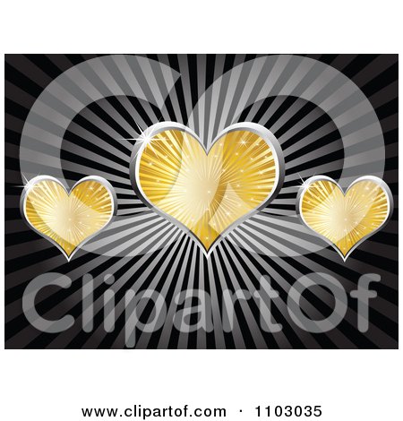 Clipart Shiny Gold And Silver Love Or Poker Hearts On Rays - Royalty Free Vector Illustration by Andrei Marincas