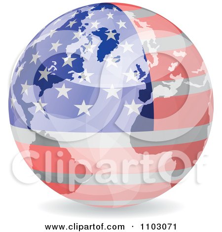 Clipart Reflective American Globe With Stars And Stripes - Royalty Free Vector Illustration by Andrei Marincas