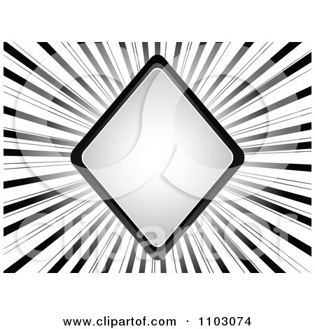 Clipart Gray Silver Rhombus Or Poker Diamond On Rays - Royalty Free Vector Illustration by Andrei Marincas