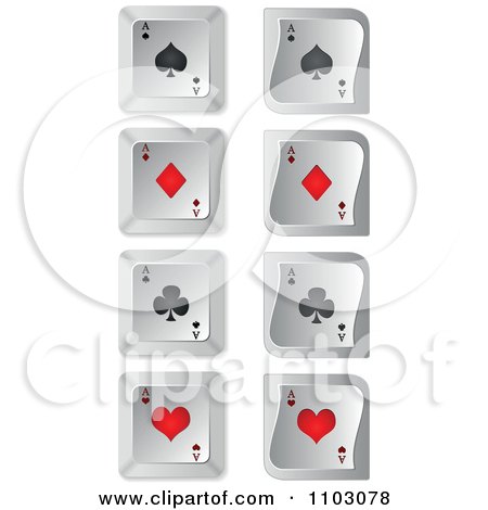 Clipart 3d Black And Red Poker Spades Diamonds Clubs And Hearts On Keyboard Buttons - Royalty Free Vector Illustration by Andrei Marincas